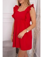Šaty s volánky na bocích červené