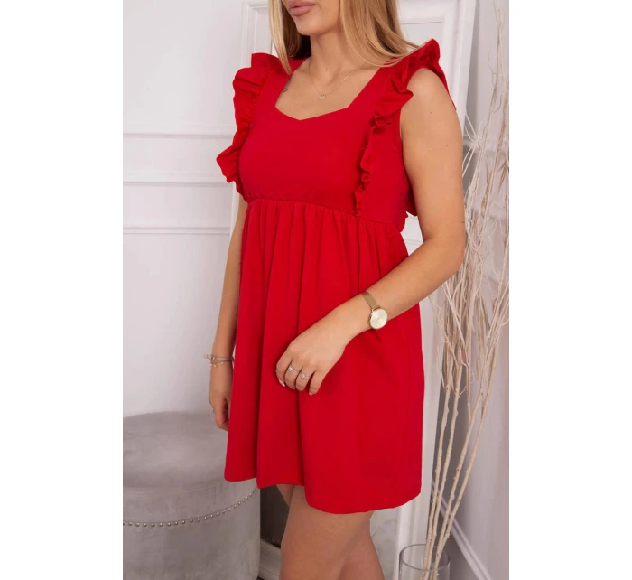 Šaty s volánky na bocích červené