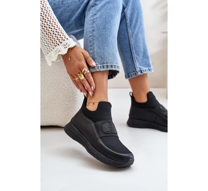 Sportovní Boty Na Platformě Kožené Černé model 21671710 - Artiker