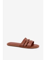 Plážové Dámské Pantofle Se Zlatým Detailem Camel Noroti Plážové Dámské Pantofle Se Zlatým Detailem Camel Noroti