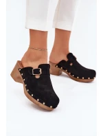 Dámské Pantofle Na Podpatku S Přezkou Černé model 21700144 - Boto