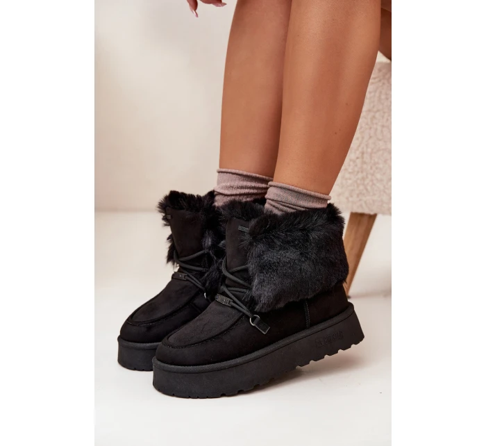 Dámské Sněhule Na Platformě S Kožešinou A Šněrováním Big Star model 21705911 Černé - Big Star Shoes Dámské Sněhule Na Platformě S Kožešinou A Šněrováním Big Star model 21705911 Černé - Big Star Shoes