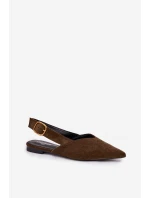 Baleríny se Zlatým Přezkou Eko Semišové Olivové Palerra