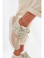 Dámské Tenisky Béžové s Ozdobným Šněrováním model 22039794 - Boto