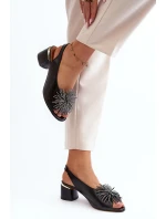 Kožené sandály s ozdobou Laura Messi 2719 Black Kožené sandály s ozdobou Laura Messi 2719 Black
