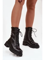 Botky workery dámské z eko kůže – černé Calesia