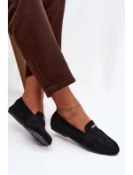 Dámské mokasíny s malým zlatým detailem – černé Sarivelle