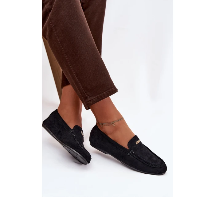 Dámské mokasíny s malým zlatým detailem – černé Sarivelle