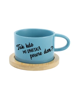 TAK KDO MI DNESKA POSERE DEN? - modrý hrníček makronka 200 ml