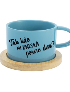 TAK KDO MI DNESKA POSERE DEN? - modrý hrníček makronka 200 ml