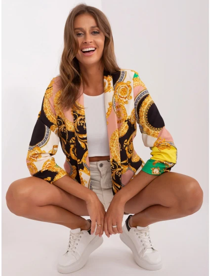 Dámské sako DHJ MA 7684B 3.95P zlato-černo-zelené - Rosa Rossa Dámské sako DHJ MA 7684B 3.95P zlato-černo-zelené - Rosa Rossa