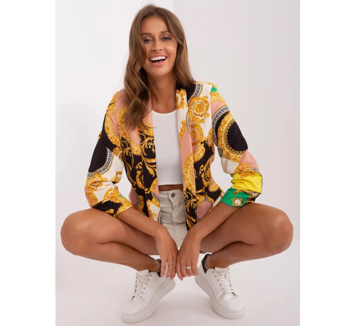 Dámské sako DHJ MA 7684B 3.95P zlato-černo-zelené - Rosa Rossa Dámské sako DHJ MA 7684B 3.95P zlato-černo-zelené - Rosa Rossa