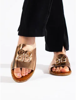 Moderní zlaté dámské nazouváky bez podpatku