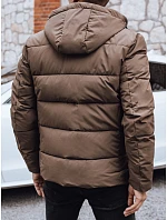Pánská bunda zimní prošívaná s kapucí hnědá FashionStreet TX5064 Pánská bunda zimní prošívaná s kapucí hnědá FashionStreet TX5064