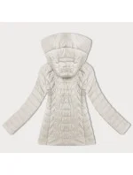 Dámská prošívaná bunda v barvě ecru s kapucí model 21001836 - J.STYLE