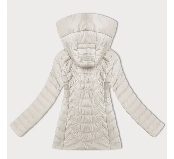 Dámská prošívaná bunda v barvě ecru s kapucí model 21001836 - J.STYLE