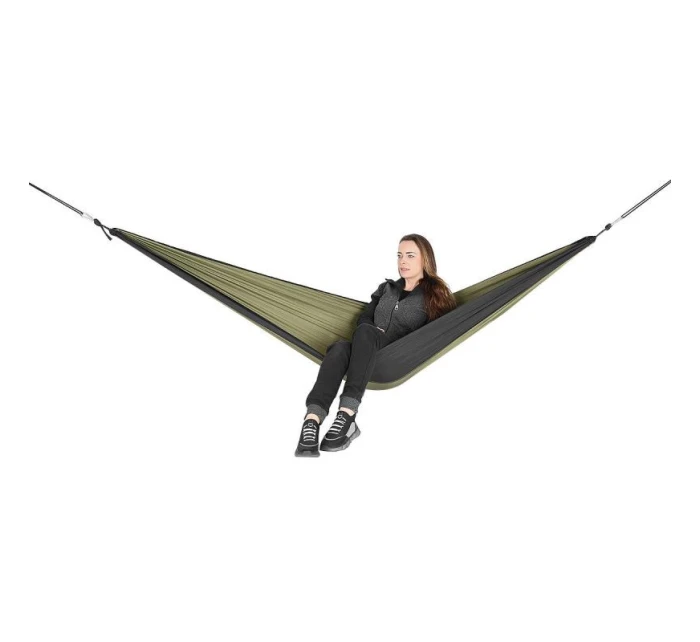 TURISTICKÁ HOUPACÍ SÍŤ PRO 2 OSOBY 270X140CM ZELENÁ ČERNÁ