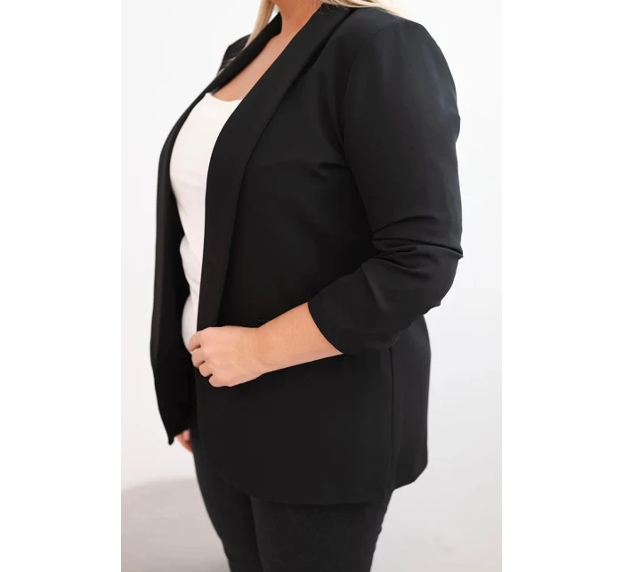 Dámská sako Plus Size bez zapínání s podšívkou XL/2XL černá