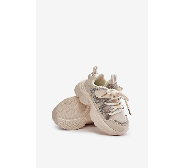 Dětské tenisky s krystaly béžové Rianalla