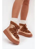 Nízké dámské sněhule s teplým kožíškem a silným šněrováním Camel Xarina Nízké dámské sněhule s teplým kožíškem a silným šněrováním Camel Xarina