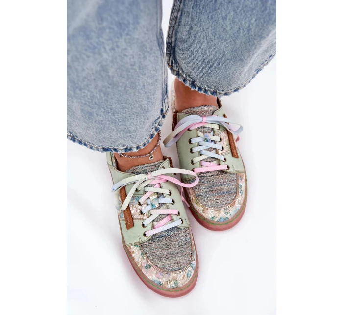 Dámské kožené polobotky Maciejka – světle zelené