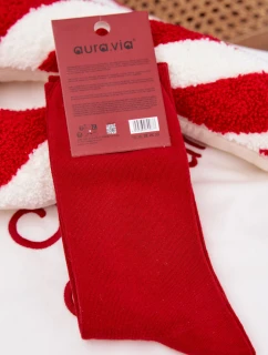 Pánské vánoční ponožky se smějícím se Santou – červené