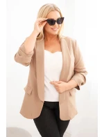Dámská bunda Plus Size bez zapínání s podšívkou model 21468648 tmavě béžová - K-Fashion