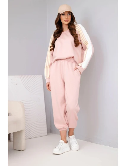 Dámský máslový komplet s lampasem a tmavý pudrový model 22015444 - K-Fashion