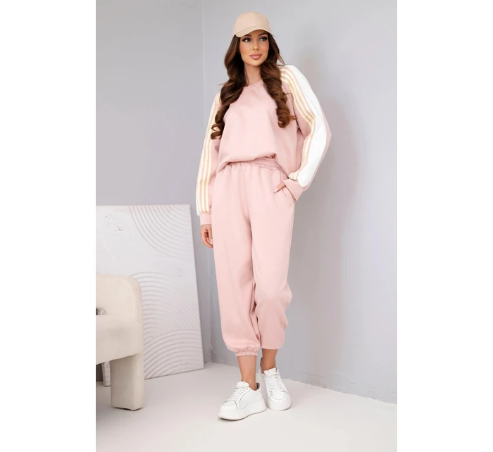 Dámský máslový komplet s lampasem a tmavý pudrový model 22015444 - K-Fashion