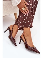 Lakované Lodičky Na Jehlovém Podpatku Se Zlatou Čokoládové model 21704641 - Boto