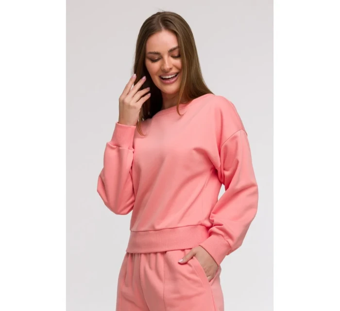 model 21047186 Mikina s otevřenými zády korálová - BeWear model 21047186 Mikina s otevřenými zády korálová - BeWear
