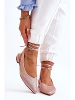 Dámské vázané baleríny s kamínky 6140 Béžová - Diamantique