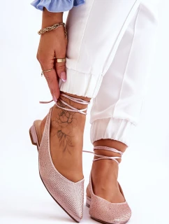 Dámské vázané baleríny s kamínky 6140 Béžová - Diamantique