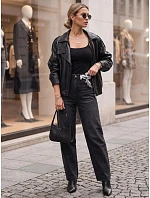 Dámské džíny s vysokým pasem a balónovým střihem, černé, FashionStreet UY3131
