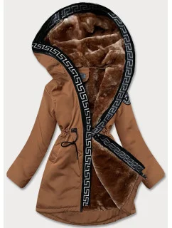 Dámská bunda v karamelové barvě s kožešinovou podšívkou model 21345418 - S'WEST