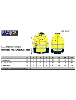 Jacket 3v1 bezpečnostní bunda 64. hi vis yellow/black model 22463309 - ProJob Jacket 3v1 bezpečnostní bunda 64. hi vis yellow/black model 22463309 - ProJob