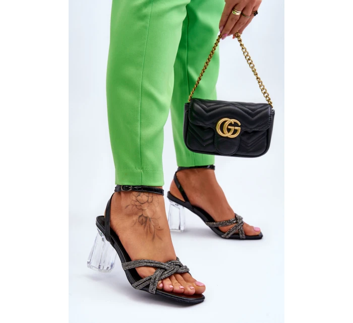 Kožené Sandály Na Průhledné Bar černé Randy