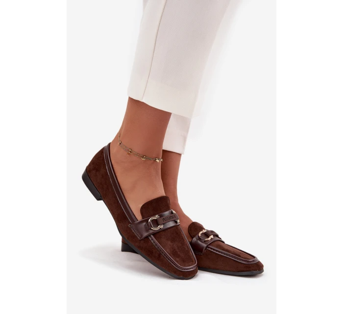 Mokasyny Loafersy Dámské S Ozdobným Prvkem Čokoládové Evelora Mokasyny Loafersy Dámské S Ozdobným Prvkem Čokoládové Evelora