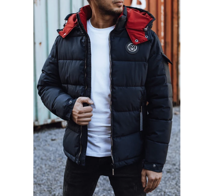 Pánská prošívaná zimní bunda s kapucí tmavě modrá Dstreet TX4929