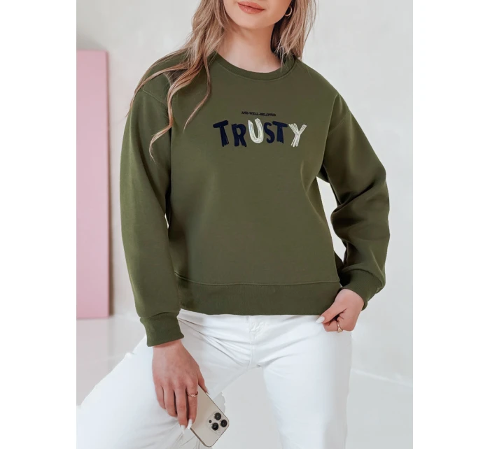 Dámská oversize mikina s výšivkou SOFTRUS zelená FashionStreet BY1409