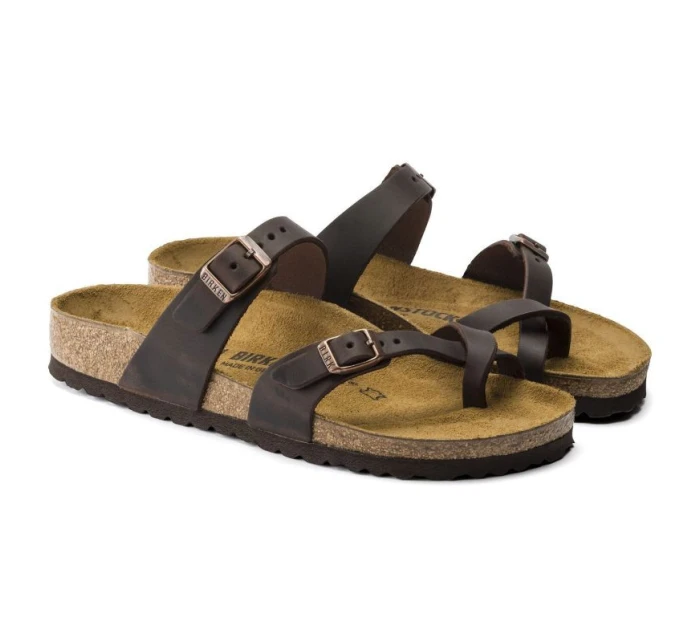 dámské žabky z kůže hnědé model 21867305 - Birkenstock dámské žabky z kůže hnědé model 21867305 - Birkenstock