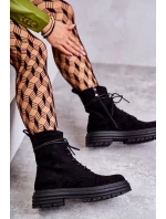 Dámské semišové boty se zavazováním Černé model 21598522 - S.Barski