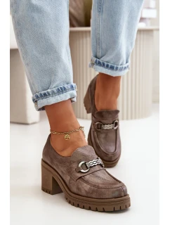 Zazoo 20175 Dámské polobotky na podpatku Přírodní kůže Tmavě béžové