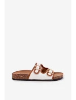 Dámské Plátěné Pantofle Na Korkové Platformě S Přezkami Bílé Osoffe Dámské Plátěné Pantofle Na Korkové Platformě S Přezkami Bílé Osoffe