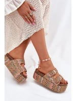 Dámské Sandály Na Masivní Platformě S Pletením A Přezkami Multikolor