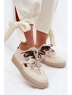 Dámské tenisky s dvojitými šněrováním světle béžové model 22095300 - Boto