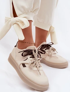 Dámské tenisky s dvojitými šněrováním světle béžové model 22095300 - Boto