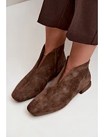 Nízké kotníkové boty s výstřihem na zip plochý podpatek tmavě zelené Canella Nízké kotníkové boty s výstřihem na zip plochý podpatek tmavě zelené Canella