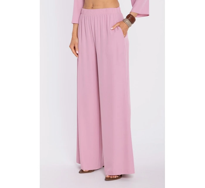 kalhoty s elastickým pasem a bočními kapsami pudrové model 22040565 - Moe