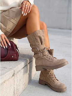 Botki damskie workery zamszowe beżowe model 22358150 - FashionStreet
